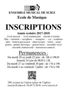 Affiche inscriptions 2017-2018